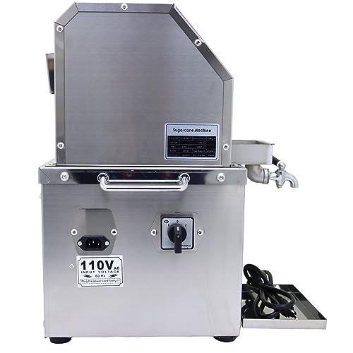 LGXEnzhuo Electric Sugar Cane Press Juicer Machine, 110V 800W Stainless Steel, 3 Rollers