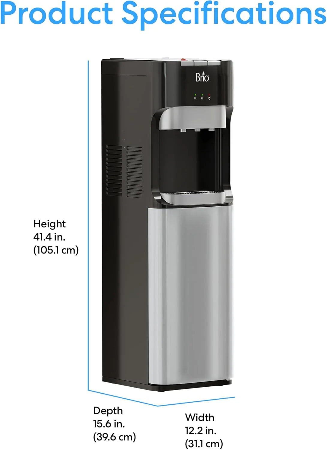 Brio Bottom Loading Water Cooler Dispenser for 3 or 5 Gallon Bottles - Hot, Room and Cold