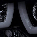 DRL LED Light Bar Projector Headlights, 1 Pair, Gloss Black Housing, Smoke Lens - 2011-2014 Dodge Charger