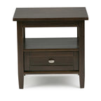 Solid Wood Rectangle End Table With Drawer And Shelf, 18.1in D x 20in W x 19.5in H - Norfolk