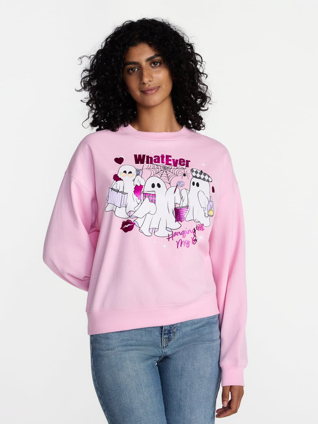 Hanging With My Boos! Women's Halloween Graphic Crew Sweatshirt