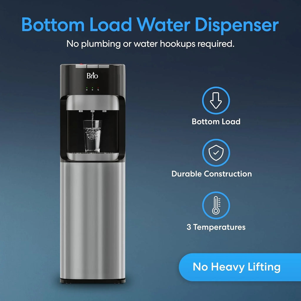 Brio Bottom Loading Water Cooler Dispenser for 3 or 5 Gallon Bottles - Hot, Room and Cold