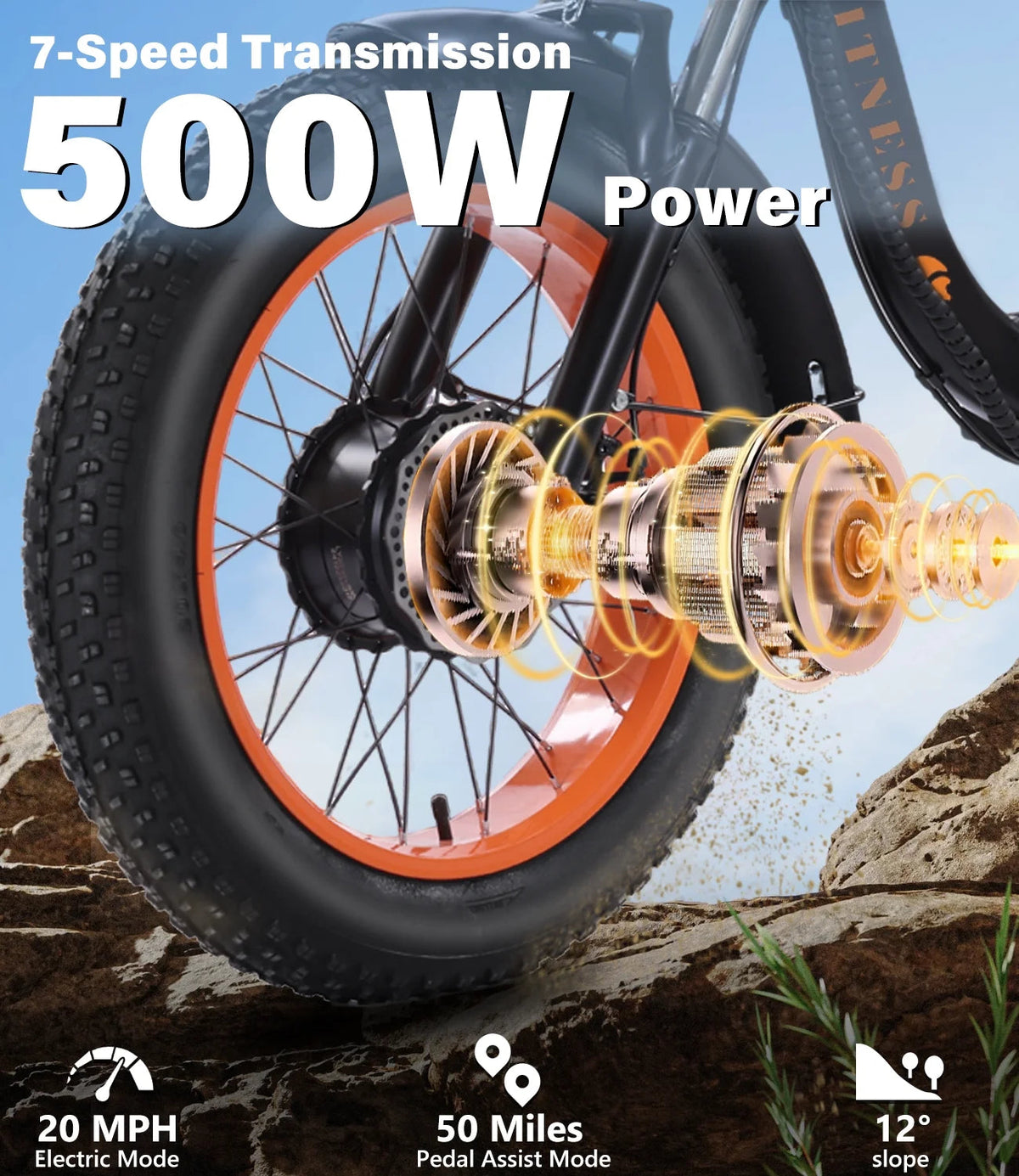 YEBEI Folding Electric Tricycle for Adults, 500W Motor, 48V15AH Lithium Battery, 20 x 4.0 in Fat Tires