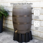 50 Gallon Rain Barrel With Brass Spigot And Flat-Back Design