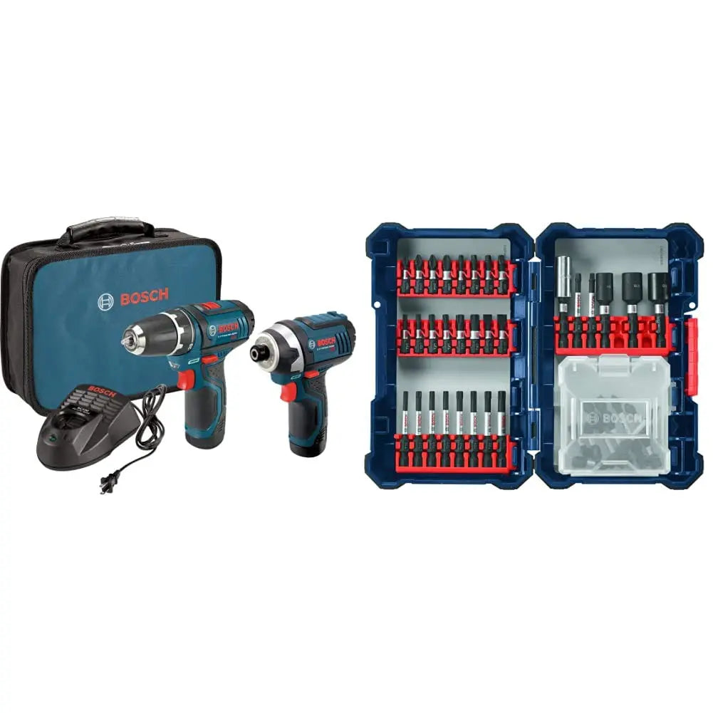 BOSCH 12V Max Cordless Drill/Driver And Impact Driver Combo Kit With 2 Batteries, Charger And Case - CLPK22-120