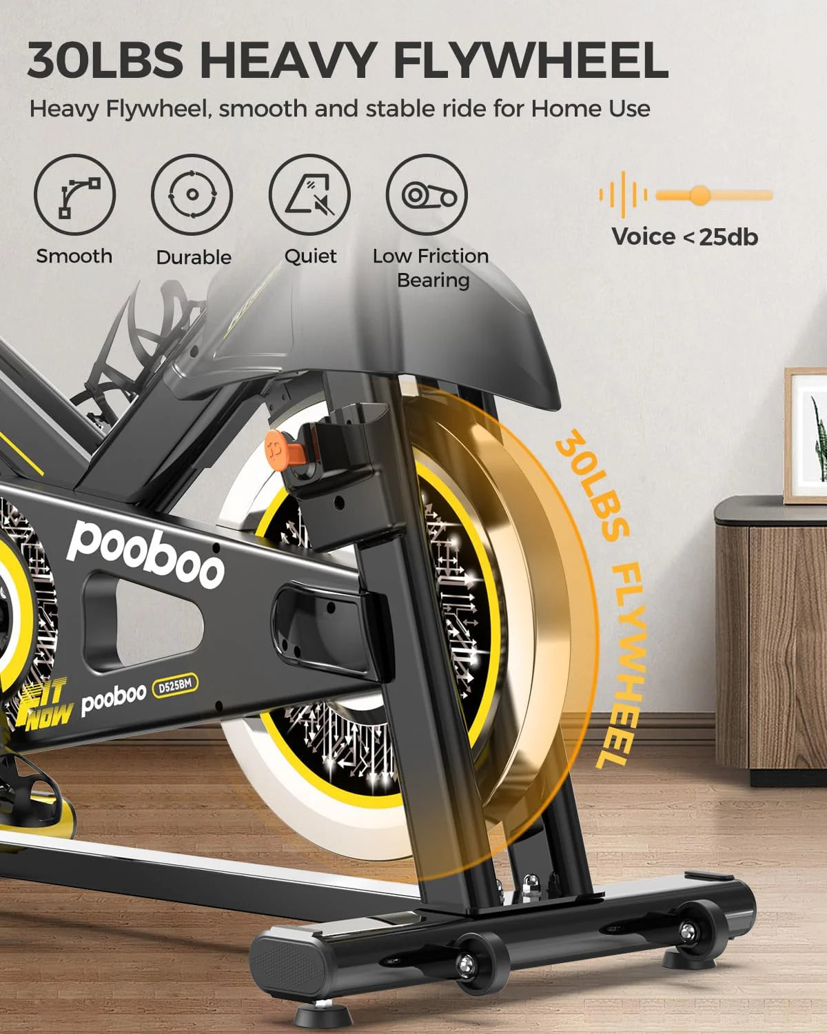 pooboo Indoor Exercise Bike With Adjustable Resistance And Belt Drive