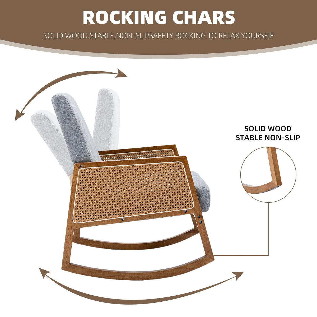 Upholstered Tall Back Gliding Rocking Armchair