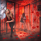 Toodour Halloween Bloody Window Clings Posters, Bloody Handprint Sticker Party Decoration for Haunted House Door Creepy School Dormitory Window