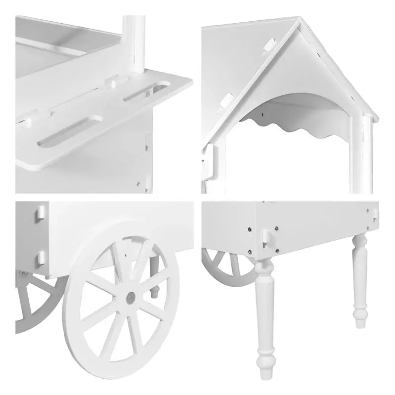 ZETY Solid Wood Rolling Candy Cart With Wheels, 75 LBS Capacity