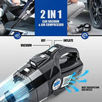 VARSK 4-in-1 Car Vacuum Cleaner And Tire Inflator, 12V With LCD Display And LED Light