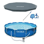 Intex Metal Frame Above Ground Swimming Pool With Filter And Cover, 12 Ft x 30 Inches - 28211EH