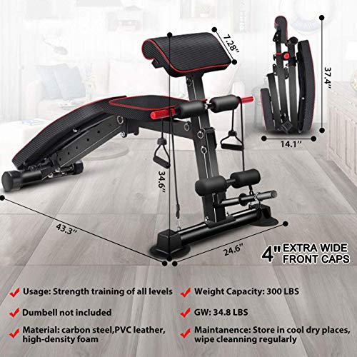 K KiNGKANG Adjustable Foldable Weight Bench - 7 Backrest Positions