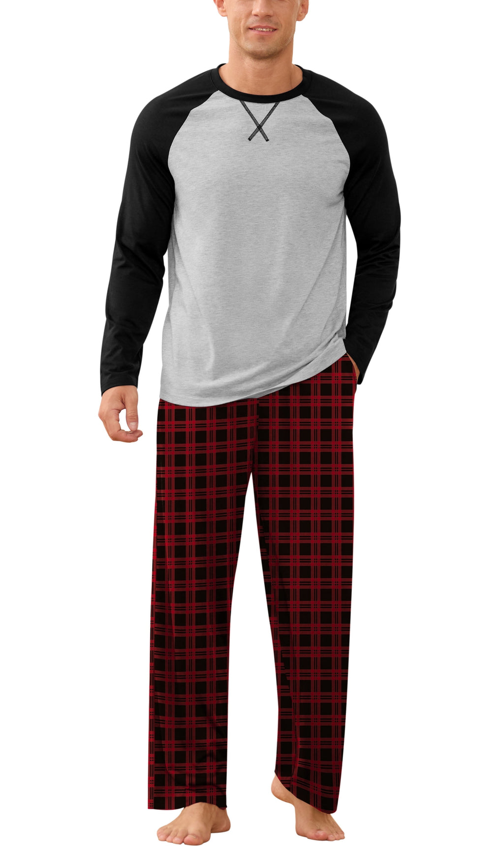 Iceglad Men's Pajamas Set Long Sleeve Sleepwear with Pockets Comfortable Lightweight Pjs Sets for Men