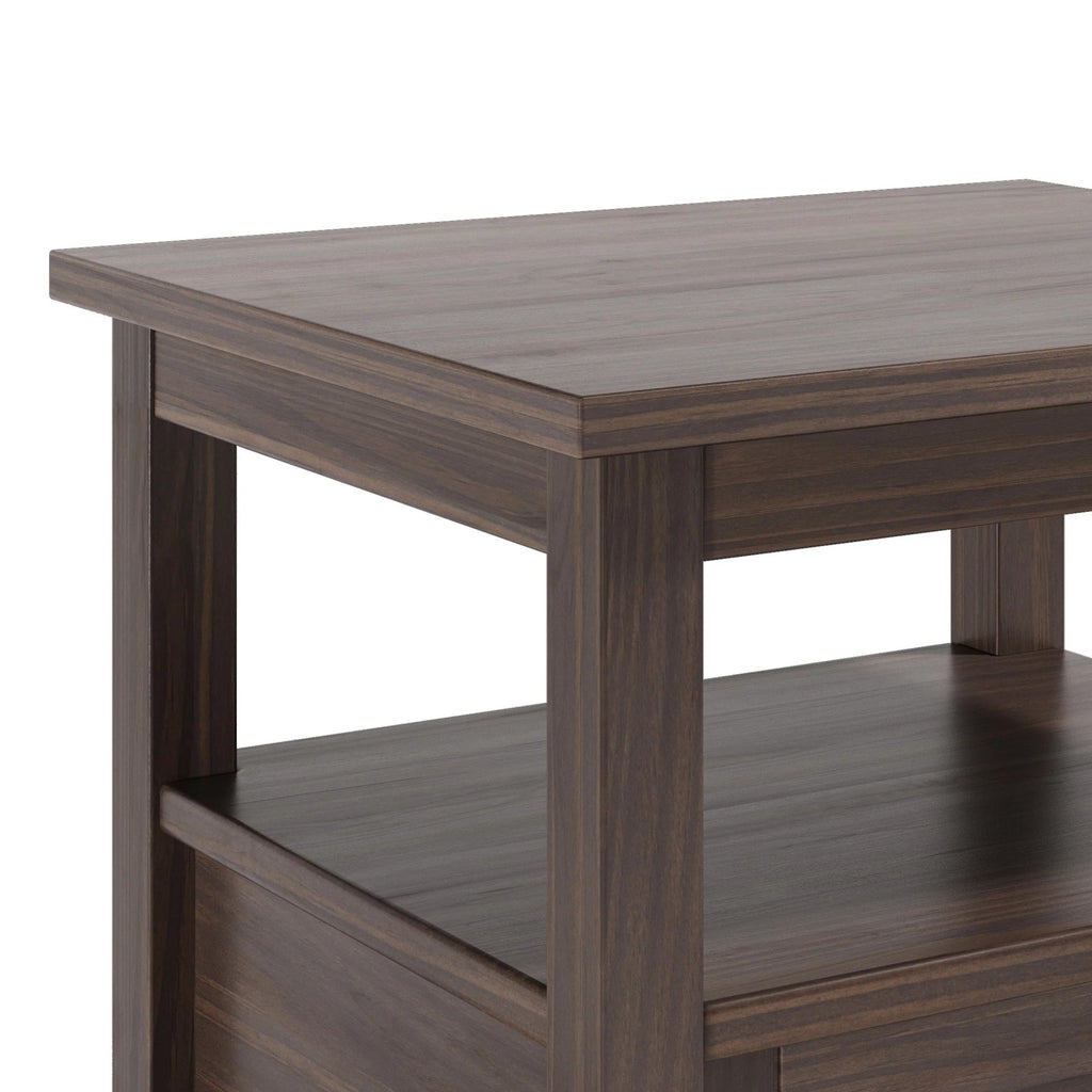 Solid Wood Rectangle End Table With Drawer And Shelf, 18.1in D x 20in W x 19.5in H - Norfolk