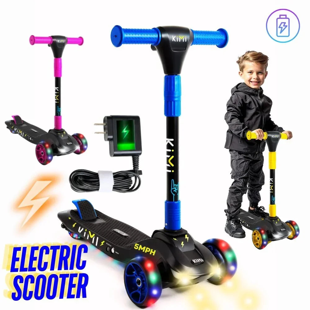 KIMI Kids 3-Wheel Electric Scooter, Adjustable, Ages 2-9, 5MPH, 10 Miles Range