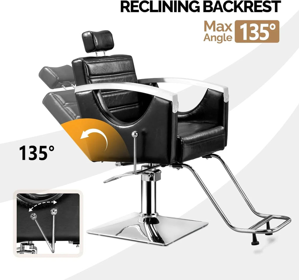 OmySalon All Purpose Reclining Hydraulic Salon Chair, 135 Degree