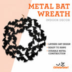 Metal Bat Wreath, Black, 21.5", Halloween by Way To Celebrate