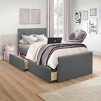 Hillsdale Living Essentials Upholstered Twin Platform Bed With 2 Storage Drawers, Gray