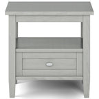 Solid Wood Rectangle End Table With Drawer And Shelf, 18.1in D x 20in W x 19.5in H - Norfolk