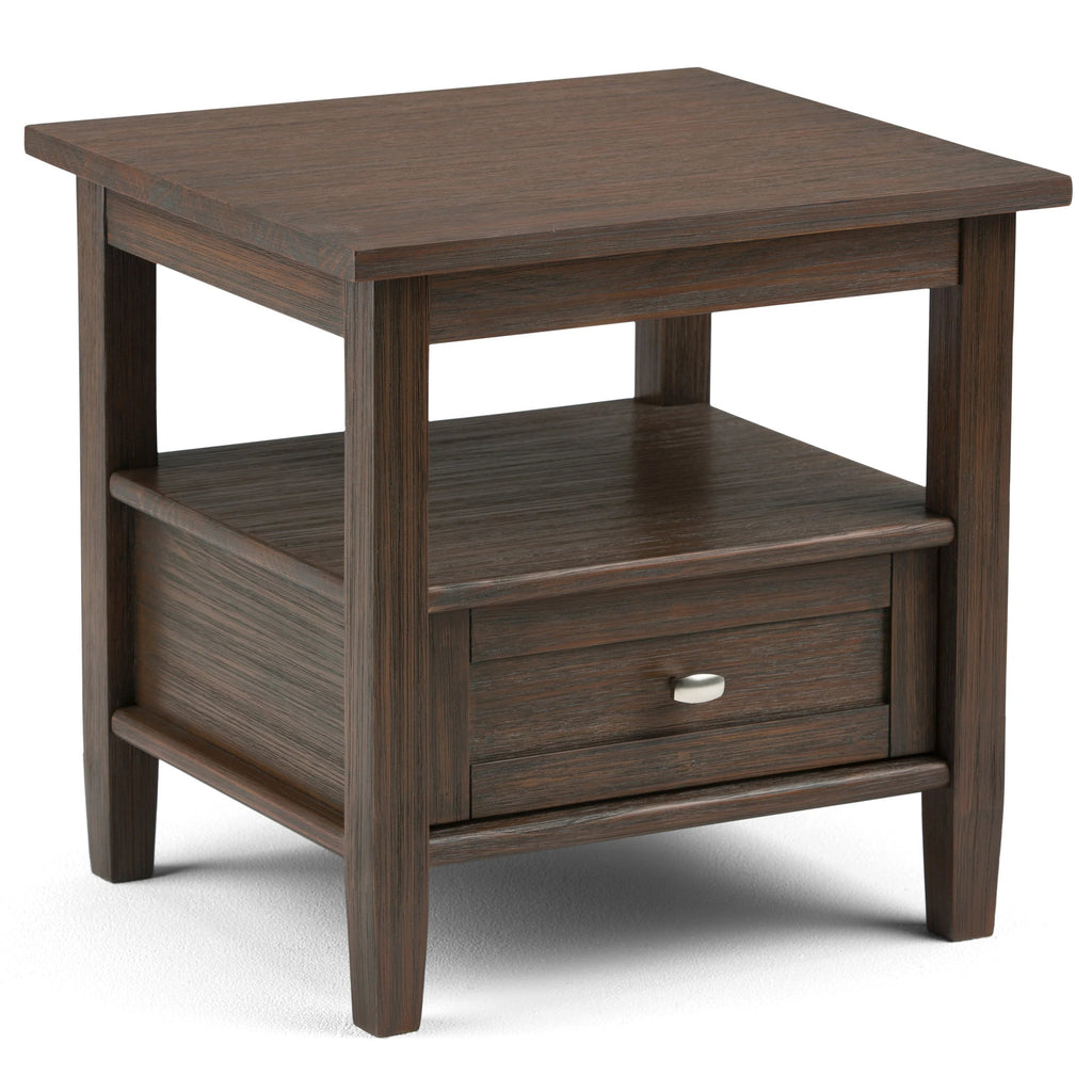 Solid Wood Rectangle End Table With Drawer And Shelf, 18.1in D x 20in W x 19.5in H - Norfolk
