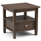 Solid Wood Rectangle End Table With Drawer And Shelf, 18.1in D x 20in W x 19.5in H - Norfolk