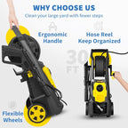 VEVOR Electric Pressure Washer 2000 PSI 1.76 GPM With 30 Ft Hose Reel - VV-GYQXJ-1.76D