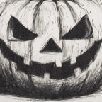 My Texas House Framed Halloween Black and White Pumpkin Art Print 9x11