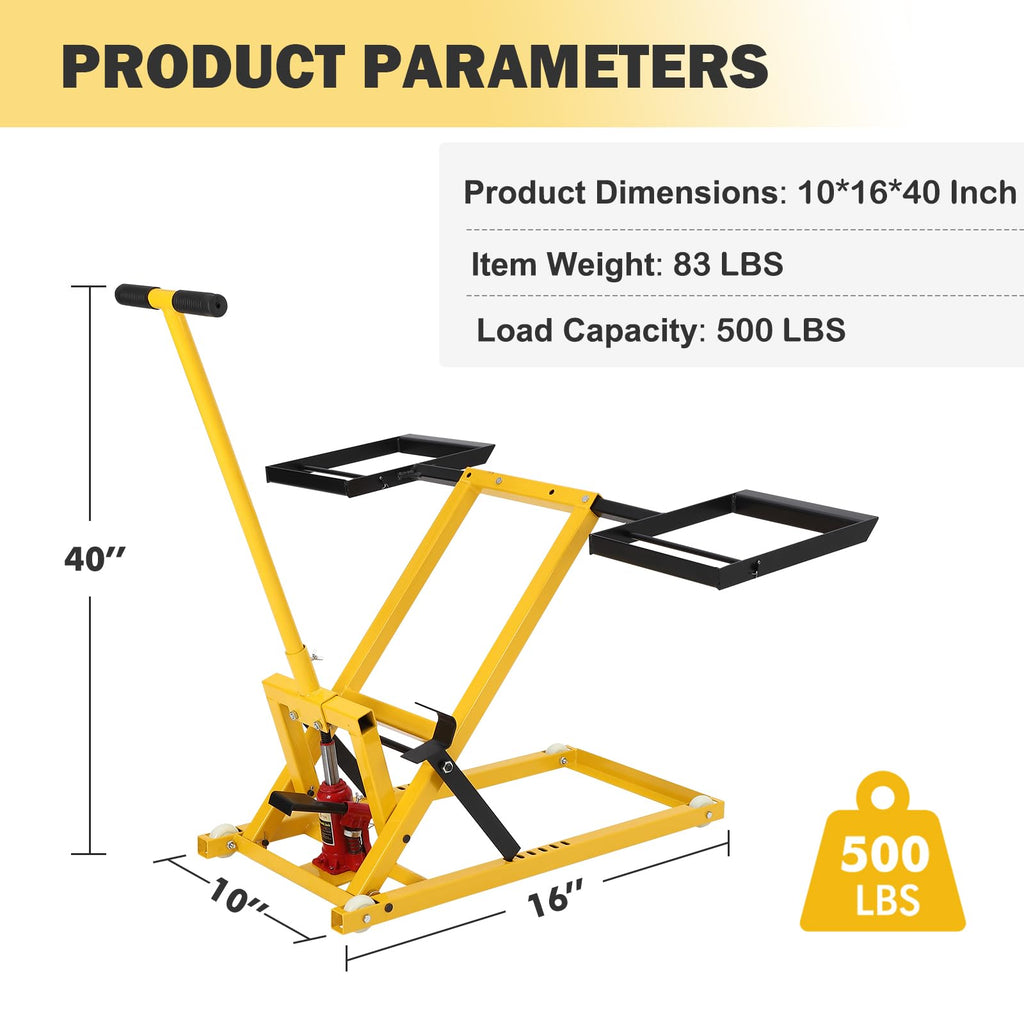 Lawn Mower Lift With Hydraulic Jack, 26 Inches, 500 LBS, Solid Steel - PHO_13L5VR2X2L
