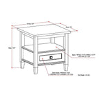 Solid Wood Rectangle End Table With Drawer And Shelf, 18.1in D x 20in W x 19.5in H - Norfolk