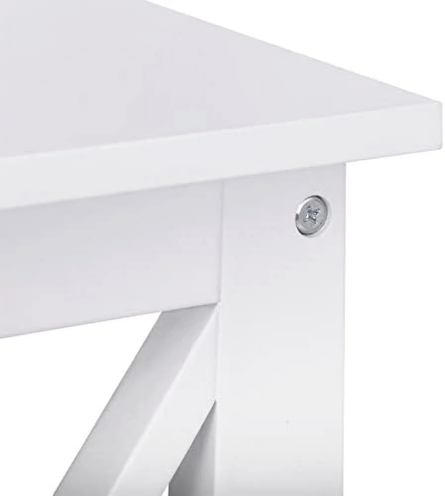 ASDRFYU 3-Tier Wooden End Table With Shelves, X-Design, White