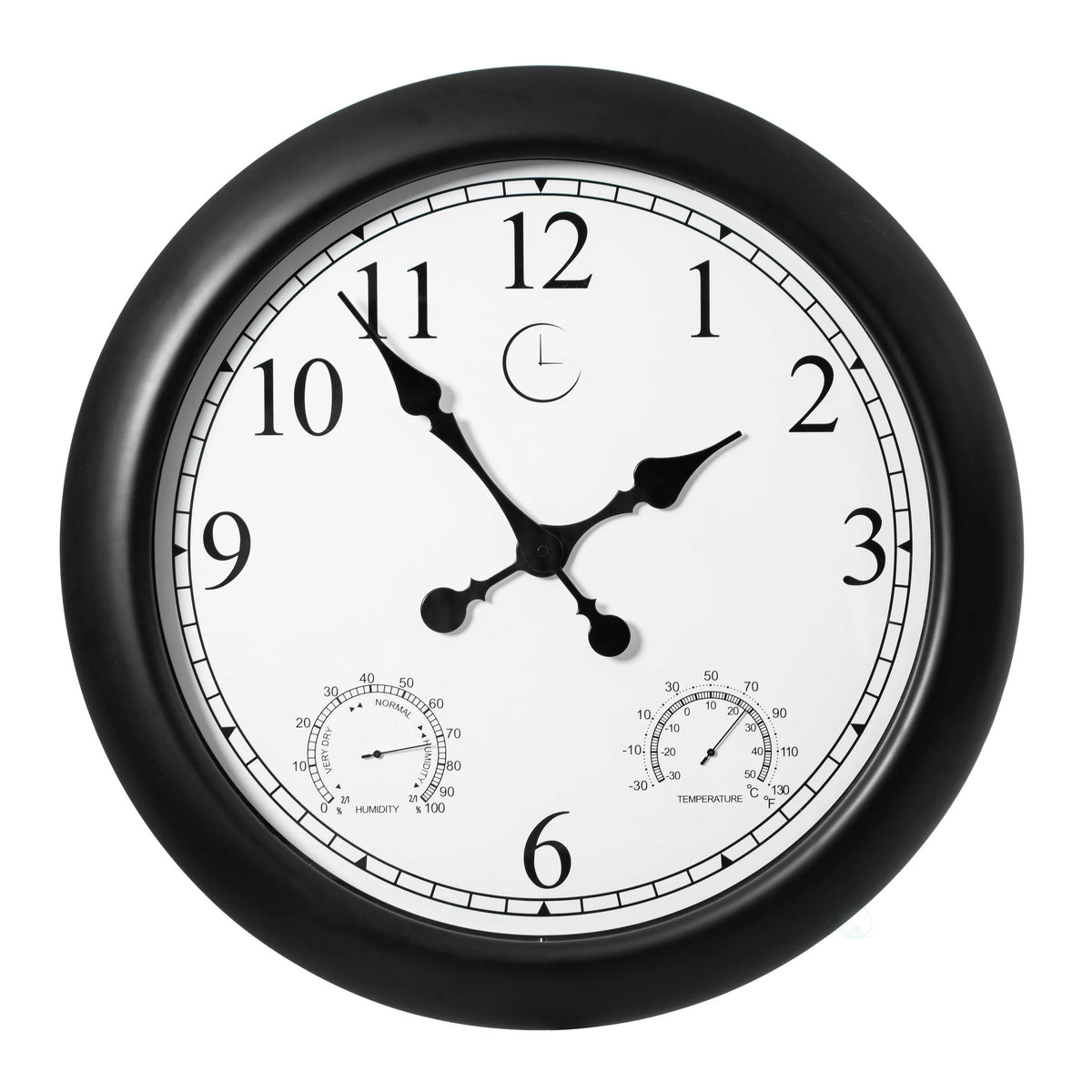 Outdoor Wall Clock With Thermometer And Hygrometer, 24-Inch, Black