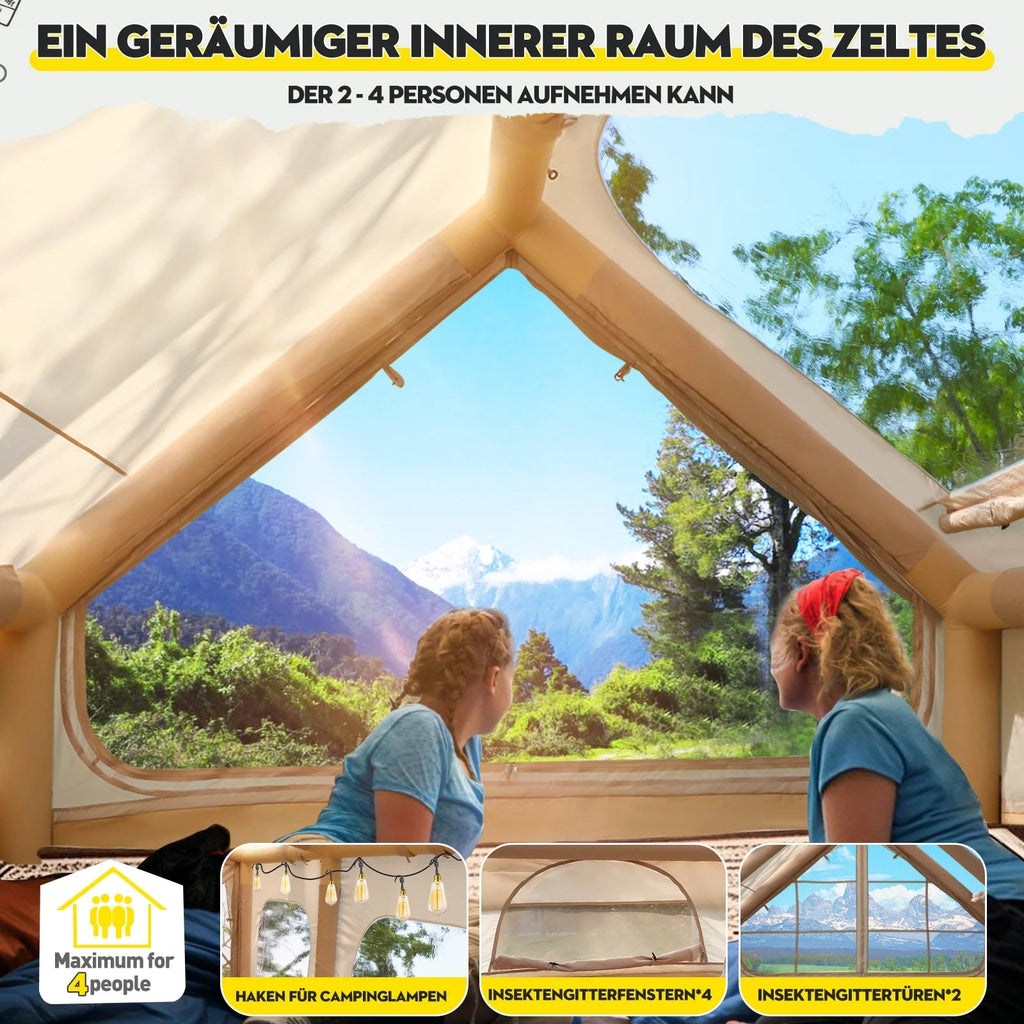 Gaonala Inflatable Camping Tent For 4-6 People, 420D Oxford Fabric - With Hand Pump