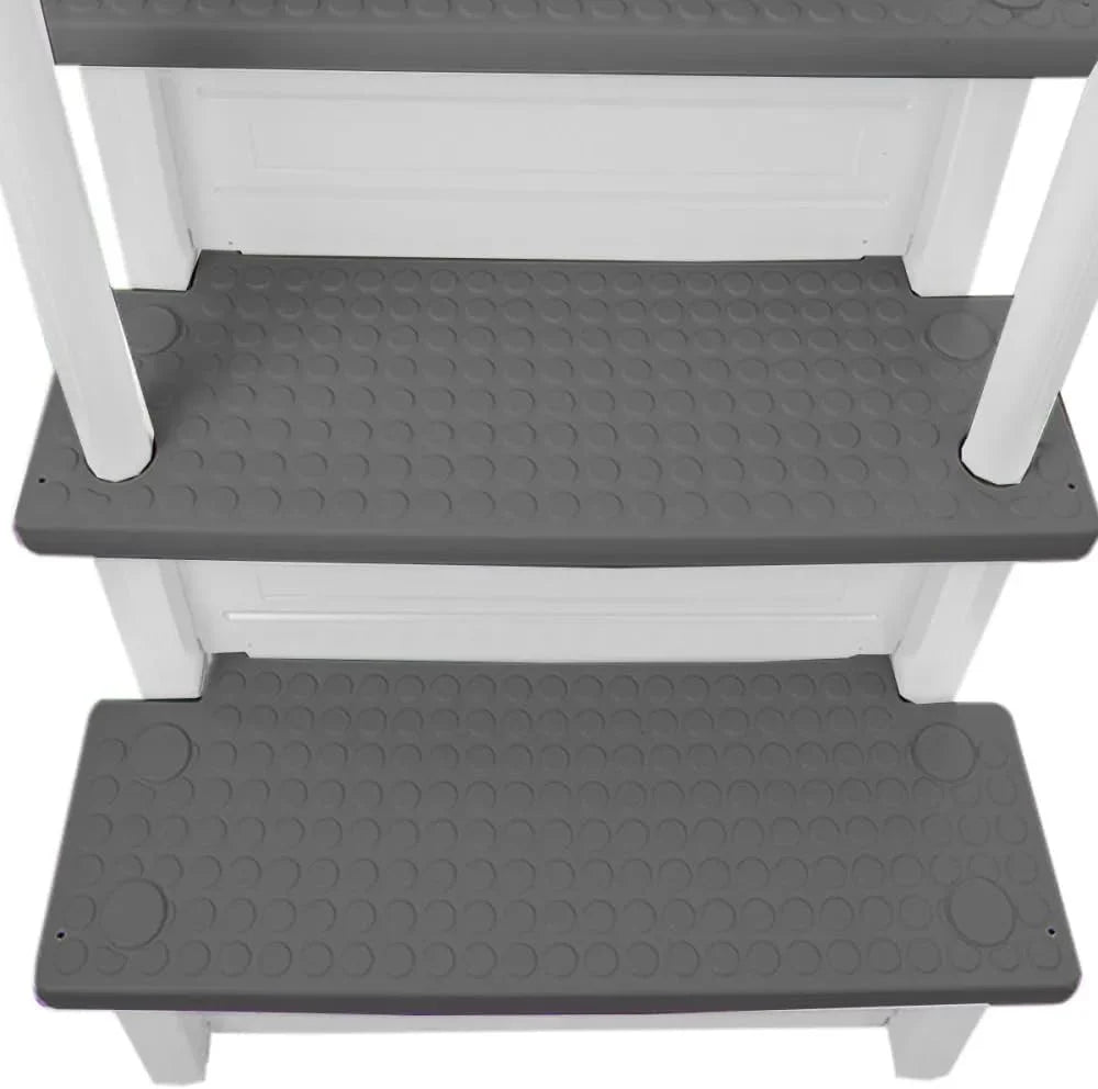 Aqua Select Anti-Slip In-Pool Steps, Gray, 28in W x 81in H, 300 lbs Capacity - For Above Ground Pools