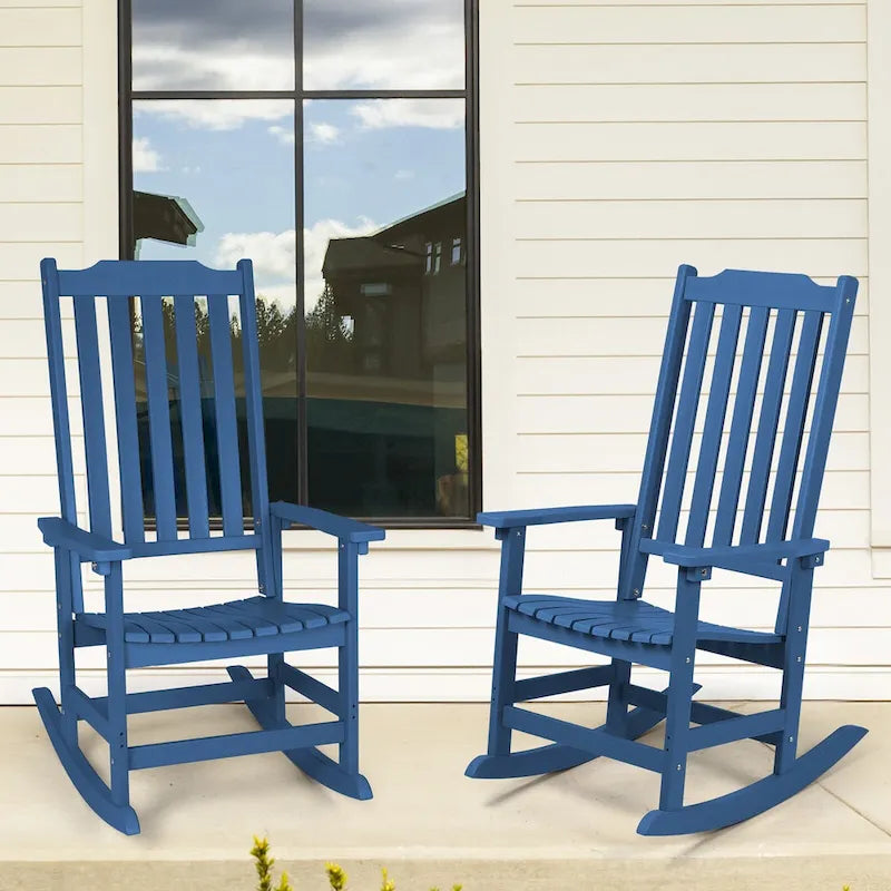 Vrakae Patio High-Back Rocking Chairs, 2-Piece, 21 x 34.6 x 46 Inches