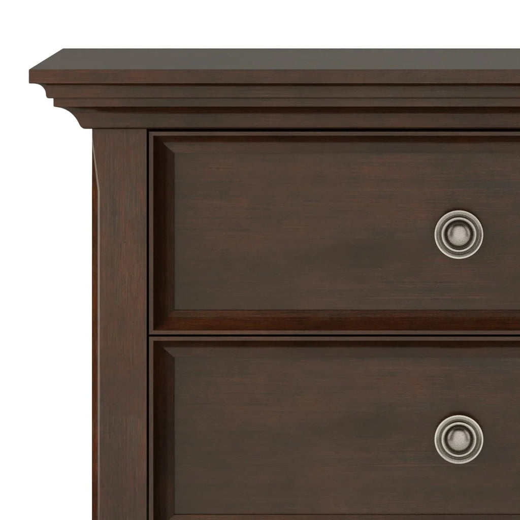 Solid Wood Nightstand With 2 Drawers And Open Shelf, 16 in D x 24 in W x 26 in H