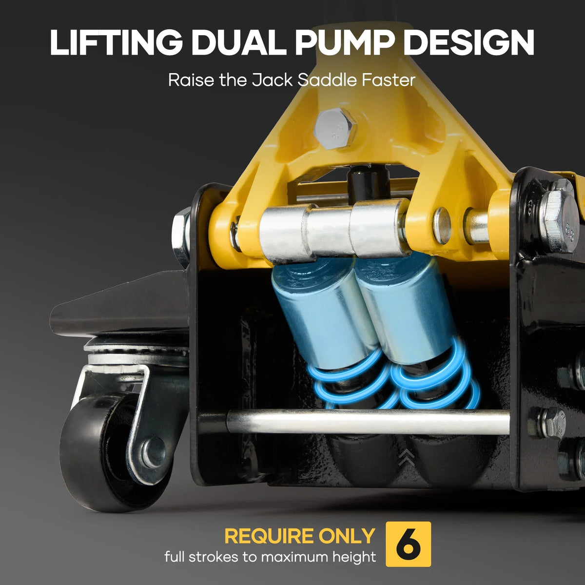 Naipo 3 Ton Low Profile Floor Jack, All Steel, 2.87in-19.69in, Yellow