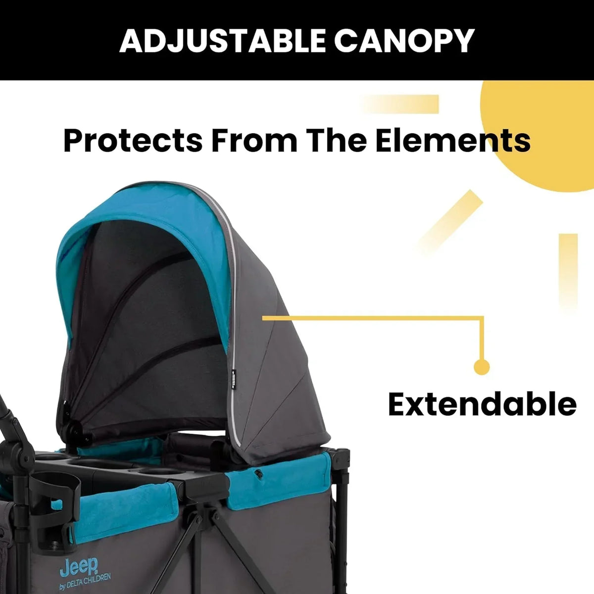 Jeep Sport All-Terrain Stroller Wagon With Canopy And Parent Organizer