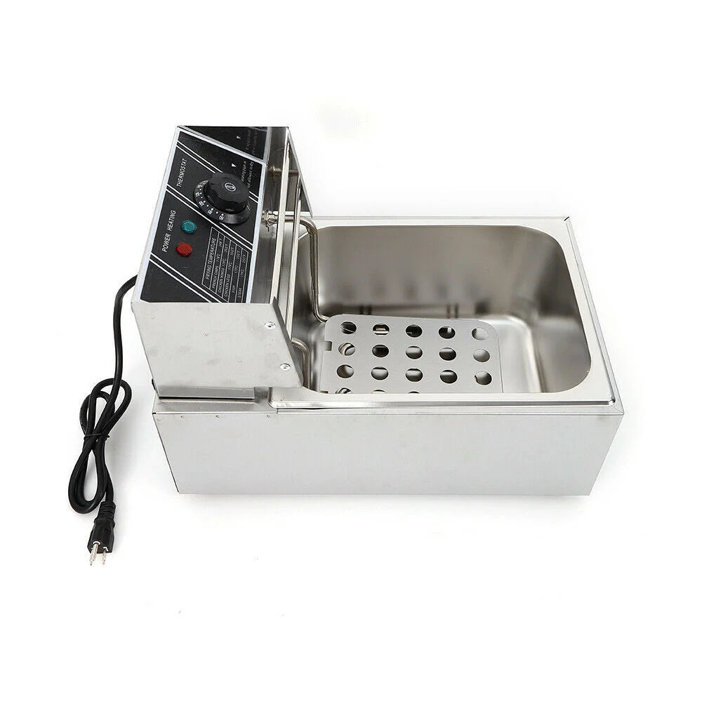 denest 5kW Large Single-Tank Electric Deep Fryer With Fry Basket - 6/12L