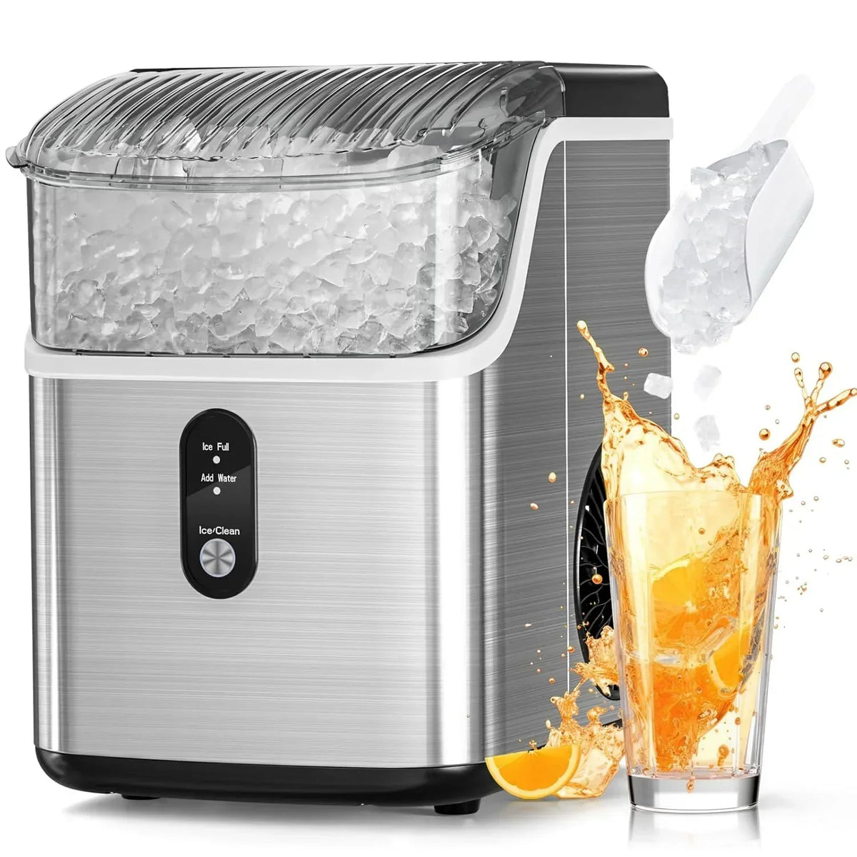 Countertop Nugget Ice Maker, 1.1 Liters, 34 lbs/24H, 8.66 x 11.30 x 12.68 inches, Black