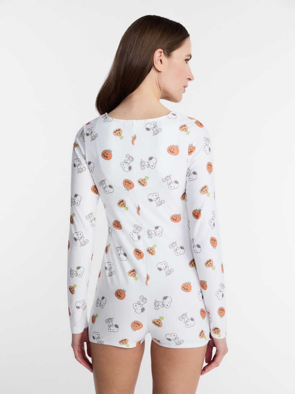 Peanuts Snoopy Women's and Women's Plus Pumpkin One Piece Sleep Romper