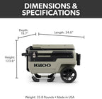 70Qt Wheeled Insulated Hard Shell Ice Chest - Trailmate