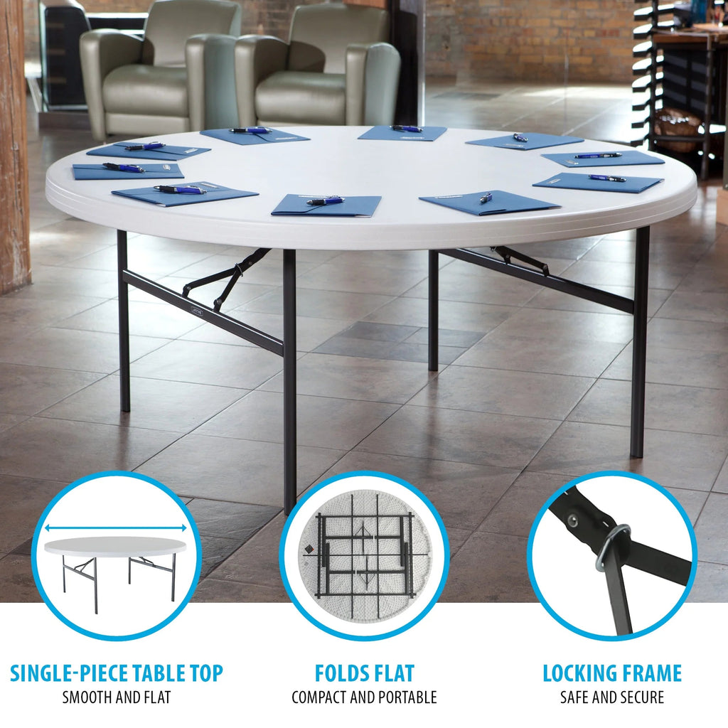 Lifetime 72-Inch Round Folding Table, White Granite, 12 Pack - 82673