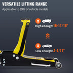 BENTISM Low Profile Floor Jack 3 Ton (6600 lbs), Aluminum And Steel, Yellow And Black - QJD-LTD030A-00