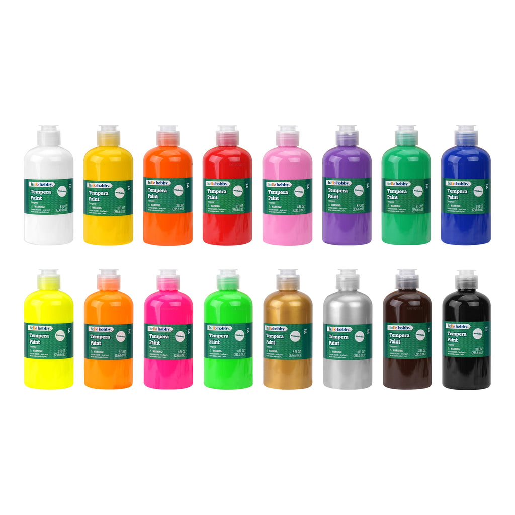 Hello Hobby 8 fl oz White Tempera Paint, Washable Craft Paint for Kids, Teachers, and School Projects
