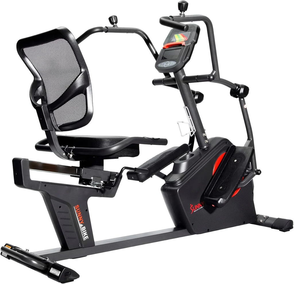 Sunny Health & Fitness Recumbent Cross Trainer Exercise Bike, Black, 71.7 x 33.3 x 50.8 in