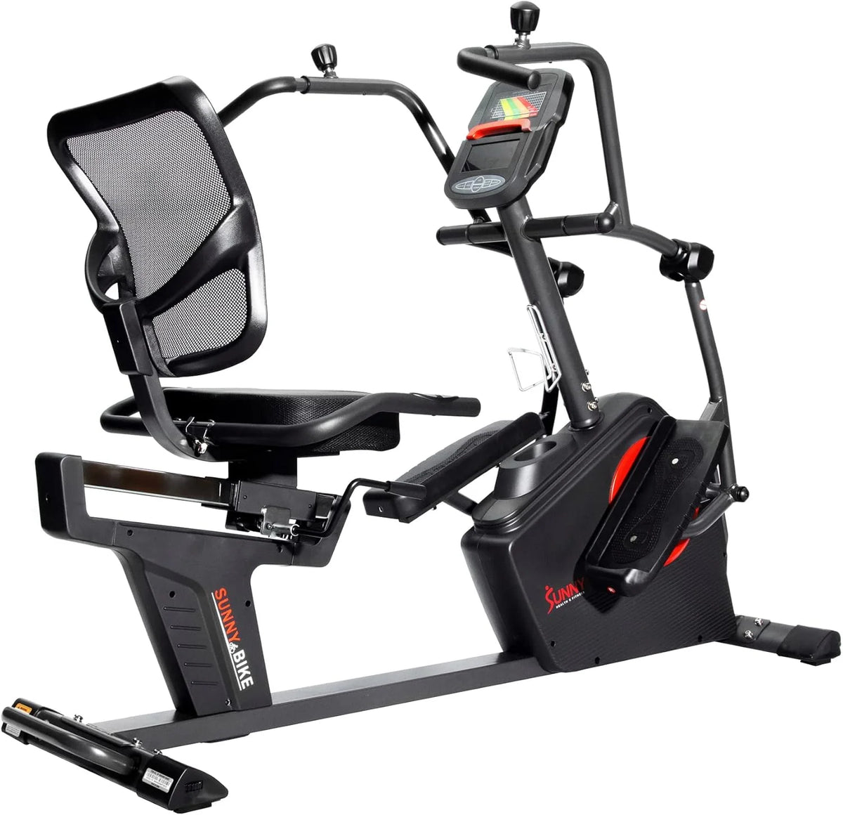 Sunny Health & Fitness Recumbent Cross Trainer Exercise Bike, Black, 71.7 x 33.3 x 50.8 in