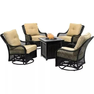 5-Piece Steel Patio Fire Pit Seating Set With Swivel Gliders - Orleans Collection