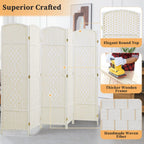 Freestanding Folding Woven Fiber Room Divider Privacy Screen - 6 Ft Tall