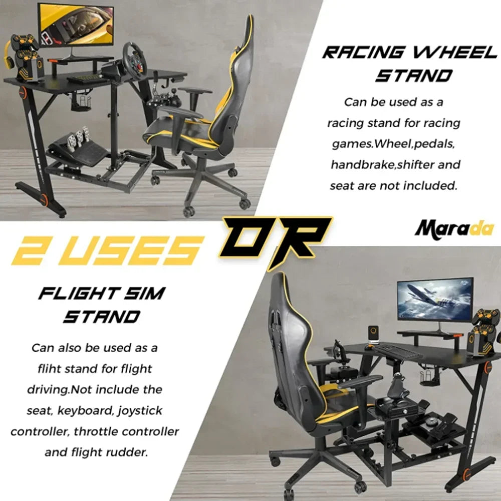 Marada Flight Simulator Cockpit Racing Steering Stand Adjustable Fit For Thrustmaster HOTAS Warthog