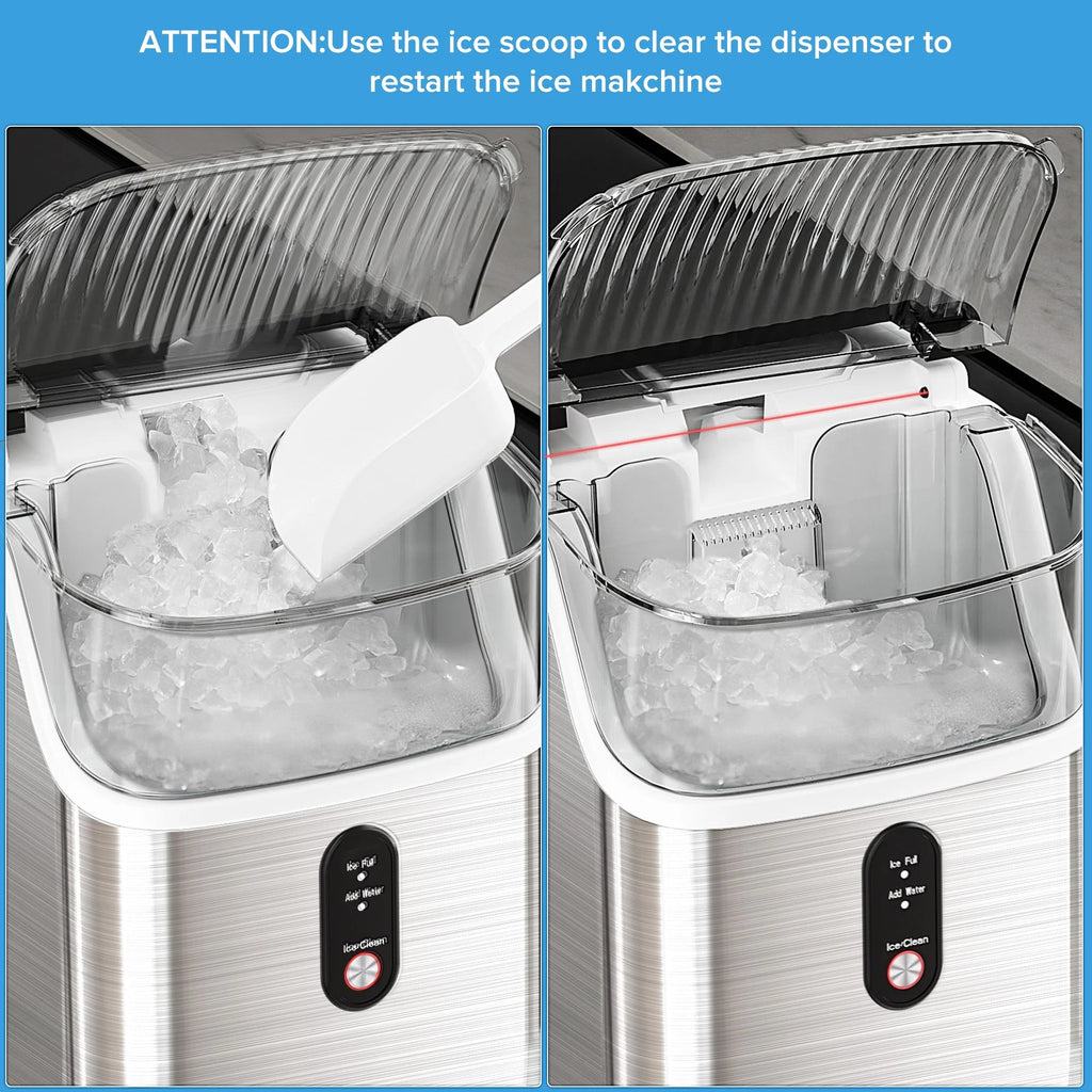 Auseo Countertop Nugget Ice Maker, 35lbs/24H, Self-Cleaning, Black